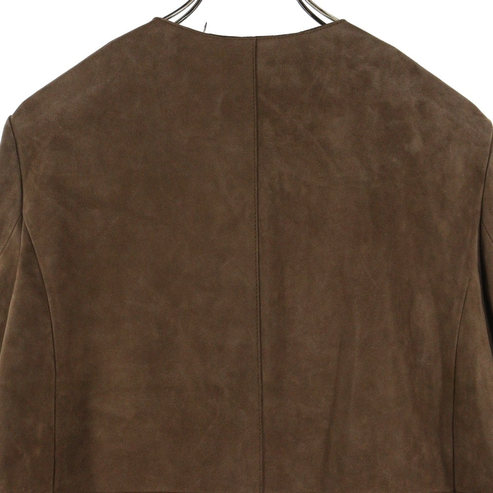 Weekend Max Mara(ウィークエンド マックスマーラ) ノーカラー フロントフライ 4B スエード ロングコート ブラウン レディース 54710197