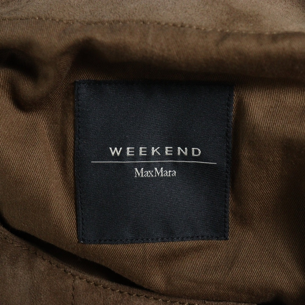 Weekend Max Mara(ウィークエンド マックスマーラ) ノーカラー フロントフライ 4B スエード ロングコート ブラウン レディース 54710197