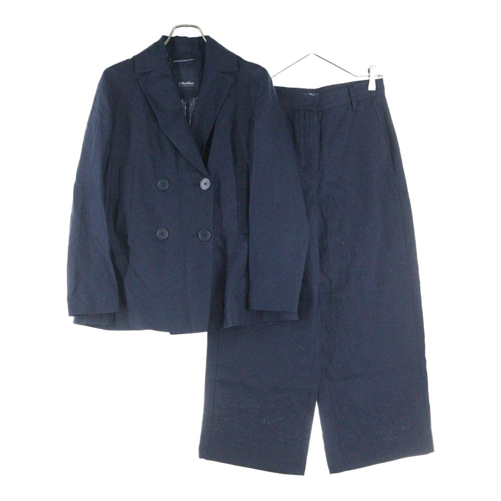 S MAX MARA(エス マックスマーラ) ダブルテーラードジャケット ワイドスラックス セットアップ スーツ ネイビー レディース 90410512