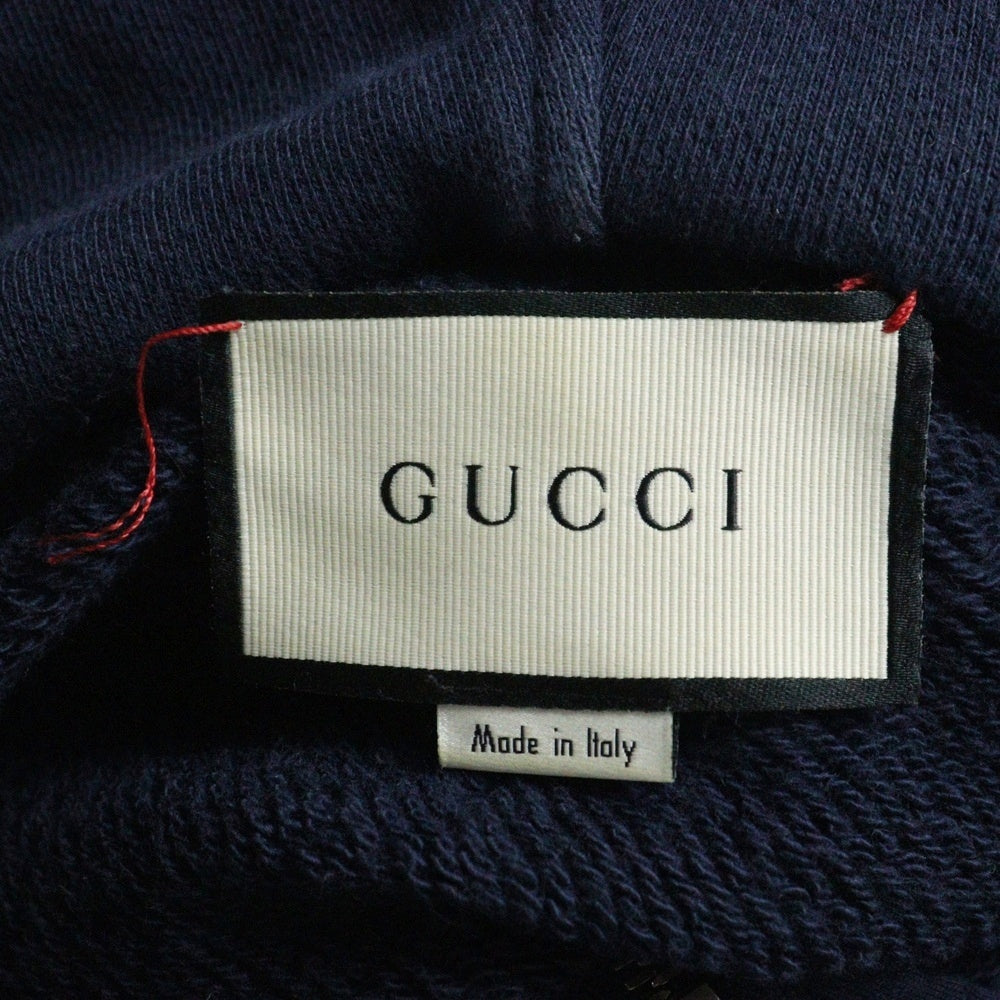 GUCCI(グッチ) 18AW ×MLB NewYork Yankees ニューヨーク ヤンキース ロゴパッチ ジップアップ スウェットパーカー フーディ ネイビー 519681 X9Y96
