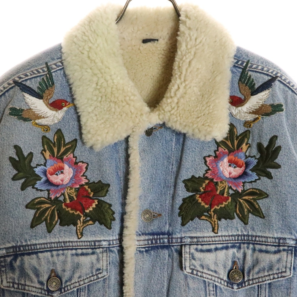 GUCCI(グッチ) エンブロイダリー ボア デニムトラッカー ジャケット インディゴ 458512 XR417