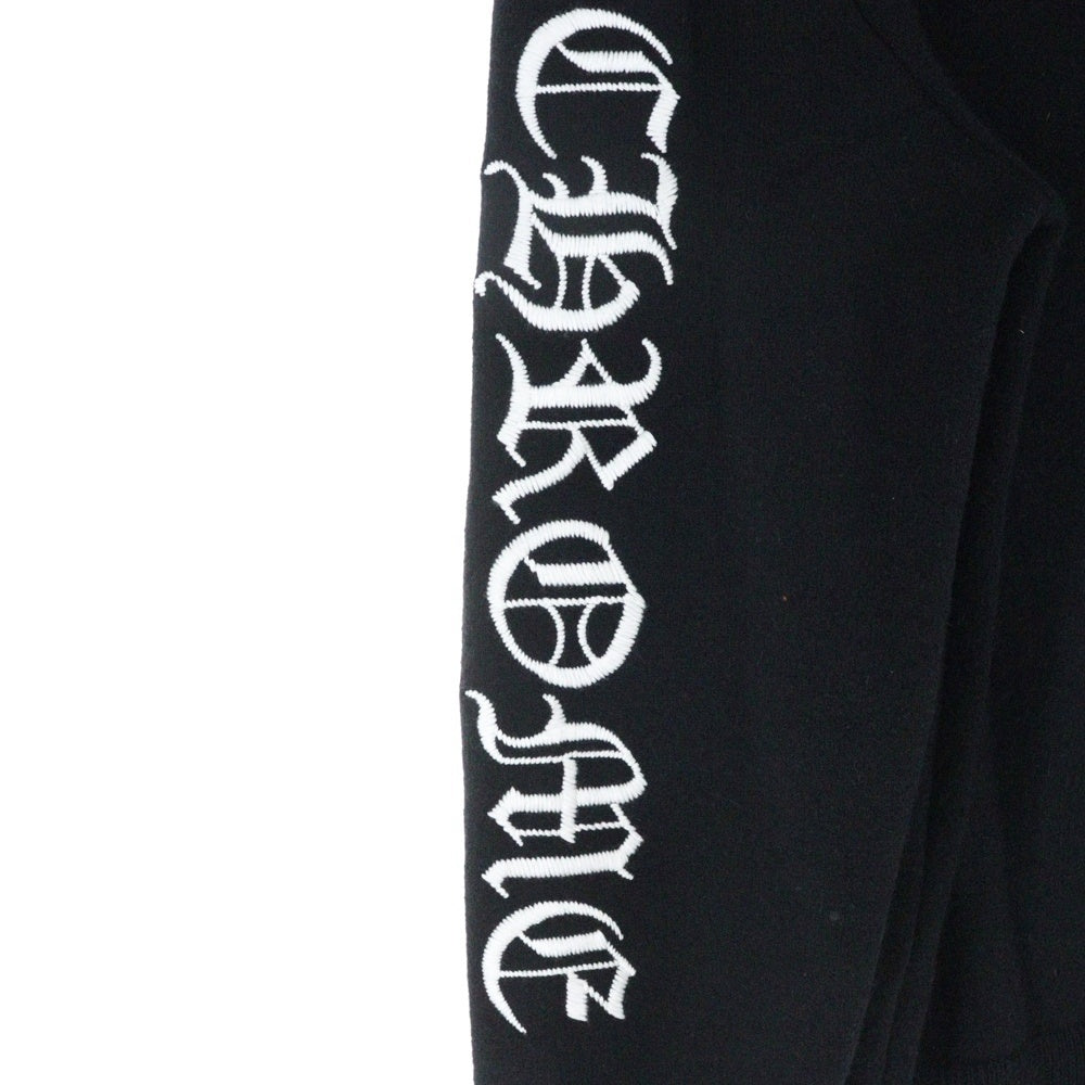 CHROME HEARTS(クロムハーツ) 袖ロゴ刺繍 クルーネック フルカシミア ニットセーター ブラック