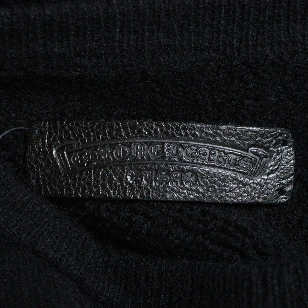 CHROME HEARTS(クロムハーツ) 袖ロゴ刺繍 クルーネック フルカシミア ニットセーター ブラック