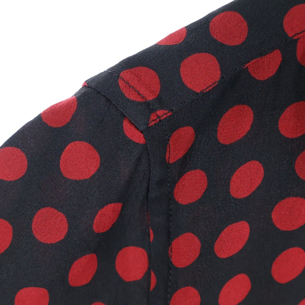 SAINT LAURENT PARIS(サンローランパリ) 20AW Dot S/S Polo ドット総柄 シルク半袖シャツ ブラック/レッド 583336 Y349V