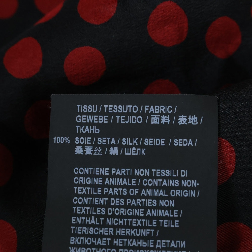 SAINT LAURENT PARIS(サンローランパリ) 20AW Dot S/S Polo ドット総柄 シルク半袖シャツ ブラック/レッド 583336 Y349V