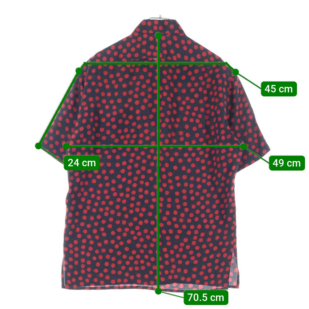SAINT LAURENT PARIS(サンローランパリ) 20AW Dot S/S Polo ドット総柄 シルク半袖シャツ ブラック/レッド 583336 Y349V