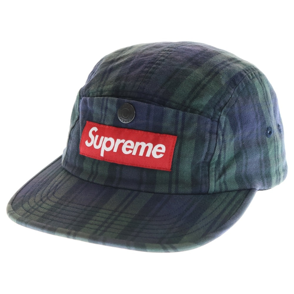 SUPREME(シュプリーム) 18AW Snap Button Pocket Camp Cap スナップボタン チェック キャンプキャップ 帽子 グリーン/ネイビー