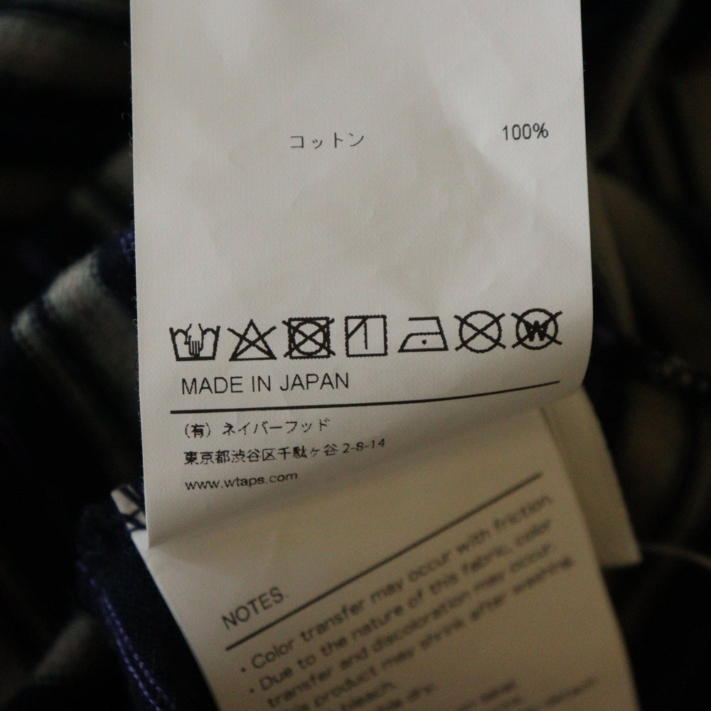 WTAPS(ダブルタップス) 25SS ロゴパッチ ボーダー クルーネック半袖Tシャツ カットソー ブラック/グレー 251ATDT-CSM22