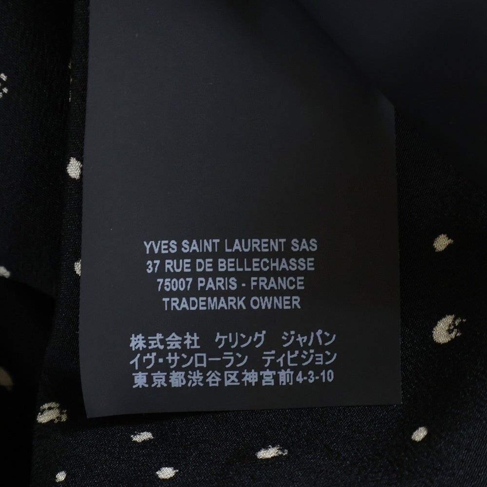 SAINT LAURENT PARIS(サンローランパリ) 19SS ドット 総柄 オープンカラー 開襟 半袖 シャツ ブラック
