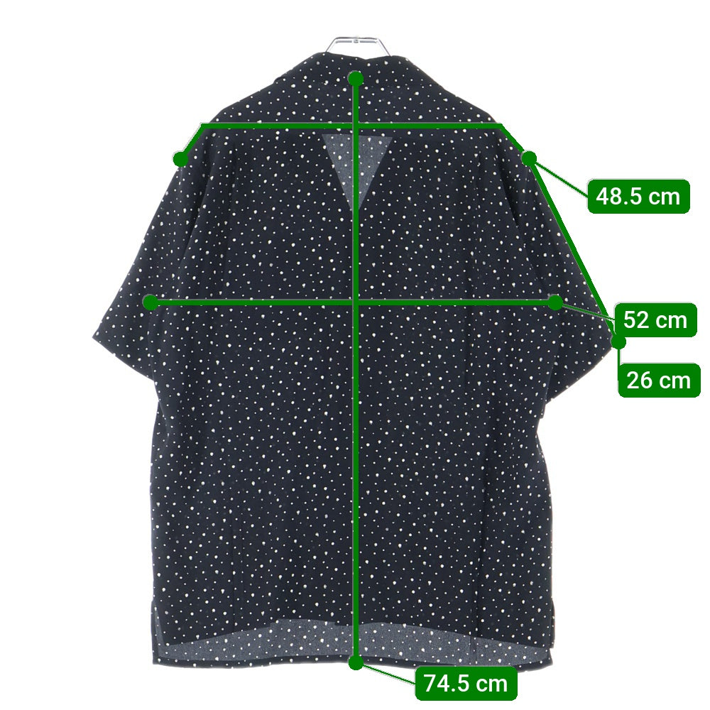 SAINT LAURENT PARIS(サンローランパリ) 19SS ドット 総柄 オープンカラー 開襟 半袖 シャツ ブラック