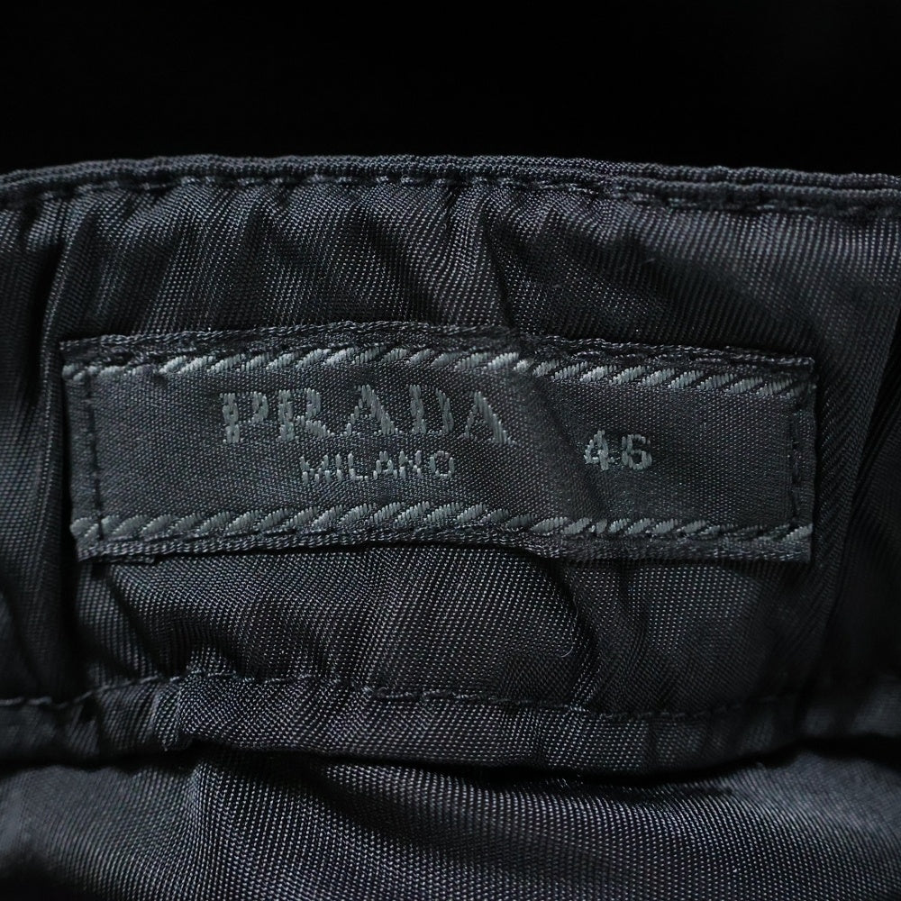 PRADA(プラダ) トライアングルロゴ ドローコード ジップアップ リナイロン トラウザーパンツ ブラック SPH66 S202 1WQ8
