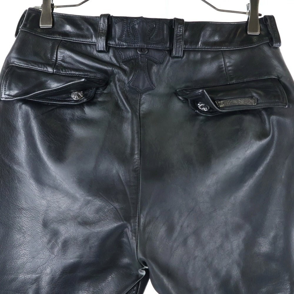 CHROME HEARTS(クロムハーツ) 旧型 FATIGUE ファティーグ レザーフレアニー カーゴ パンツ ブラック
