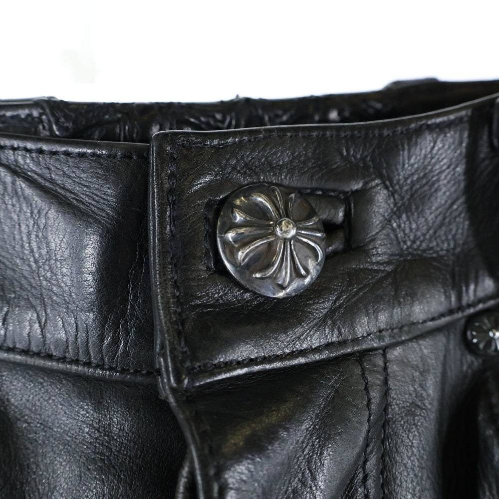 CHROME HEARTS(クロムハーツ) 旧型 FATIGUE ファティーグ レザーフレアニー カーゴ パンツ ブラック