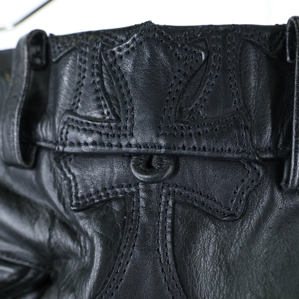 CHROME HEARTS(クロムハーツ) 旧型 FATIGUE ファティーグ レザーフレアニー カーゴ パンツ ブラック