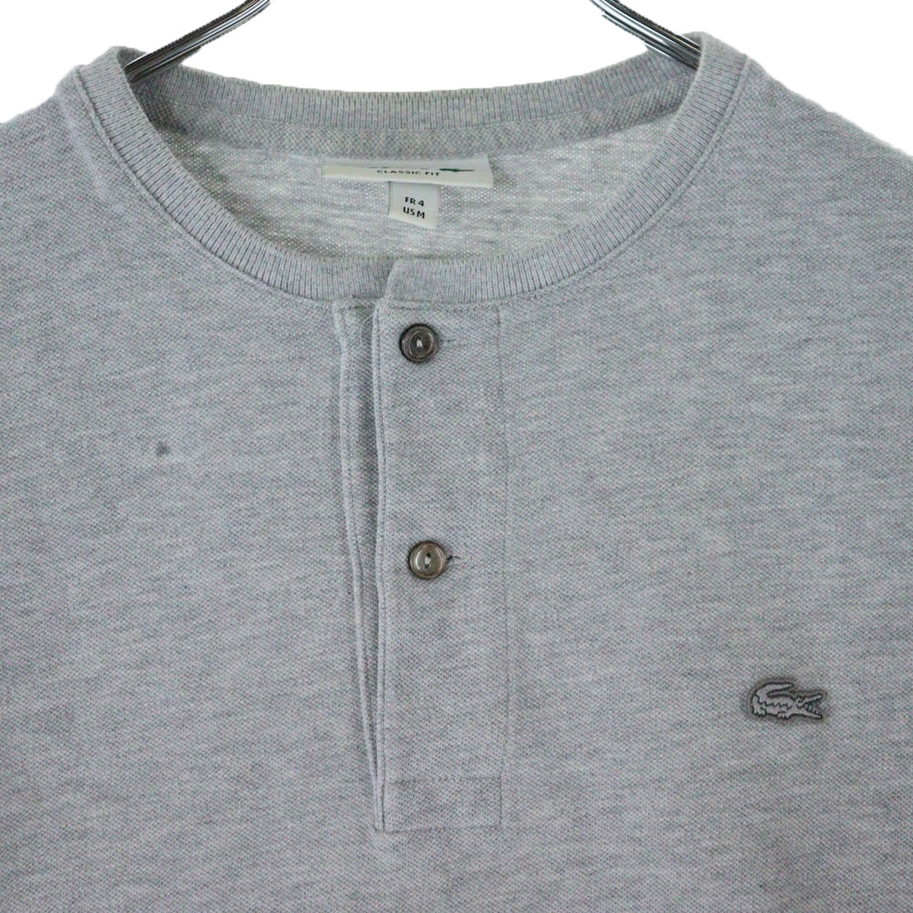 LACOSTE(ラコステ) 鹿の子 ヘンリーネック 半袖ポロシャツ グレー PH528E