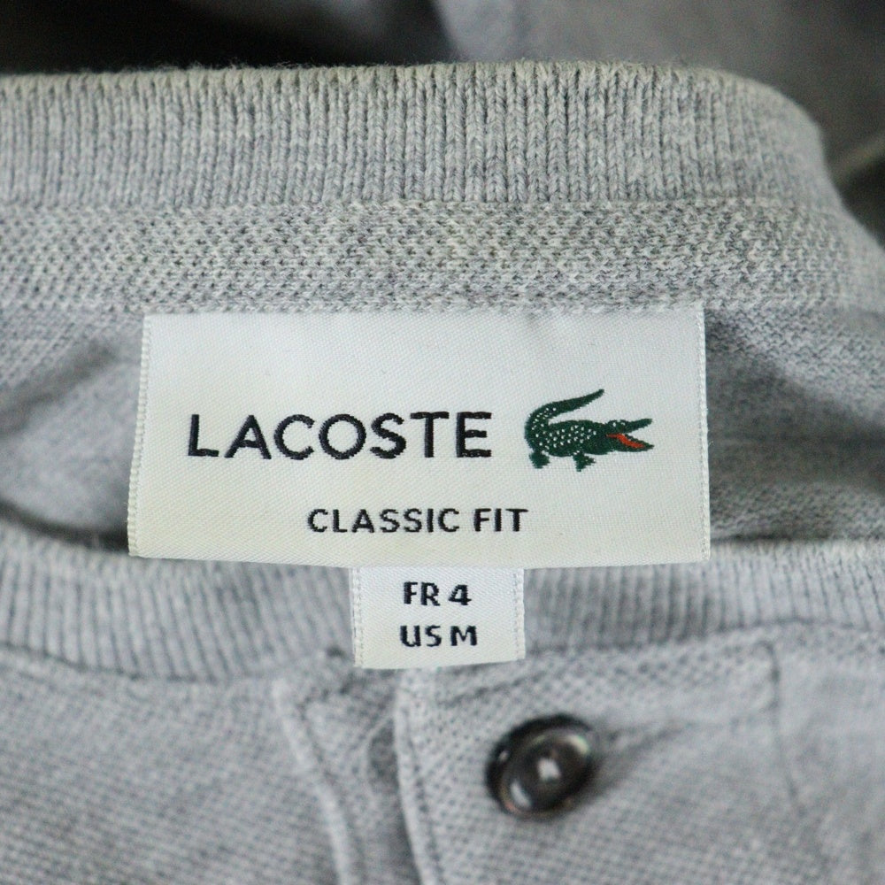 LACOSTE(ラコステ) 鹿の子 ヘンリーネック 半袖ポロシャツ グレー PH528E