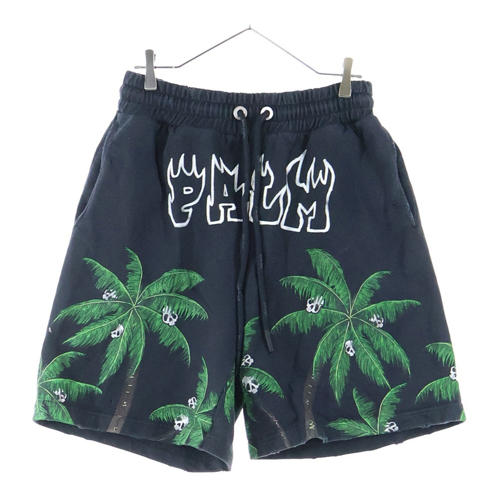 Palm Angels(パームエンジェルス) 23SS グラフィティー ロゴプリント スウェット ショーツ ショート ハーフパンツ ブラック PMCI01S23FLE004