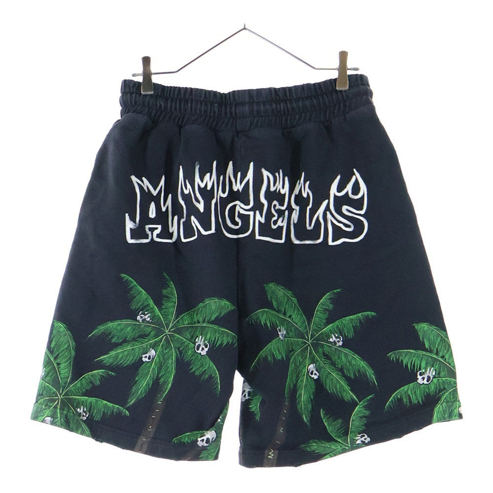 Palm Angels(パームエンジェルス) 23SS グラフィティー ロゴプリント スウェット ショーツ ショート ハーフパンツ ブラック PMCI01S23FLE004