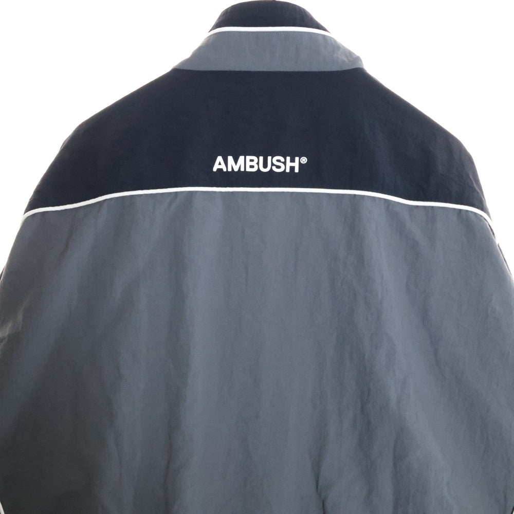 AMBUSH(アンブッシュ) ロゴ刺繍 ナイロン ジップアップ トラックジャケット グレー/ブラック 12114316