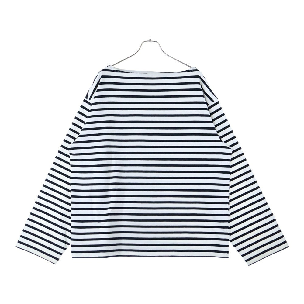 OUTIL(ウティ) ボーダー コットン 長袖Tシャツ カットソー バスクシャツ ブラック/ホワイト