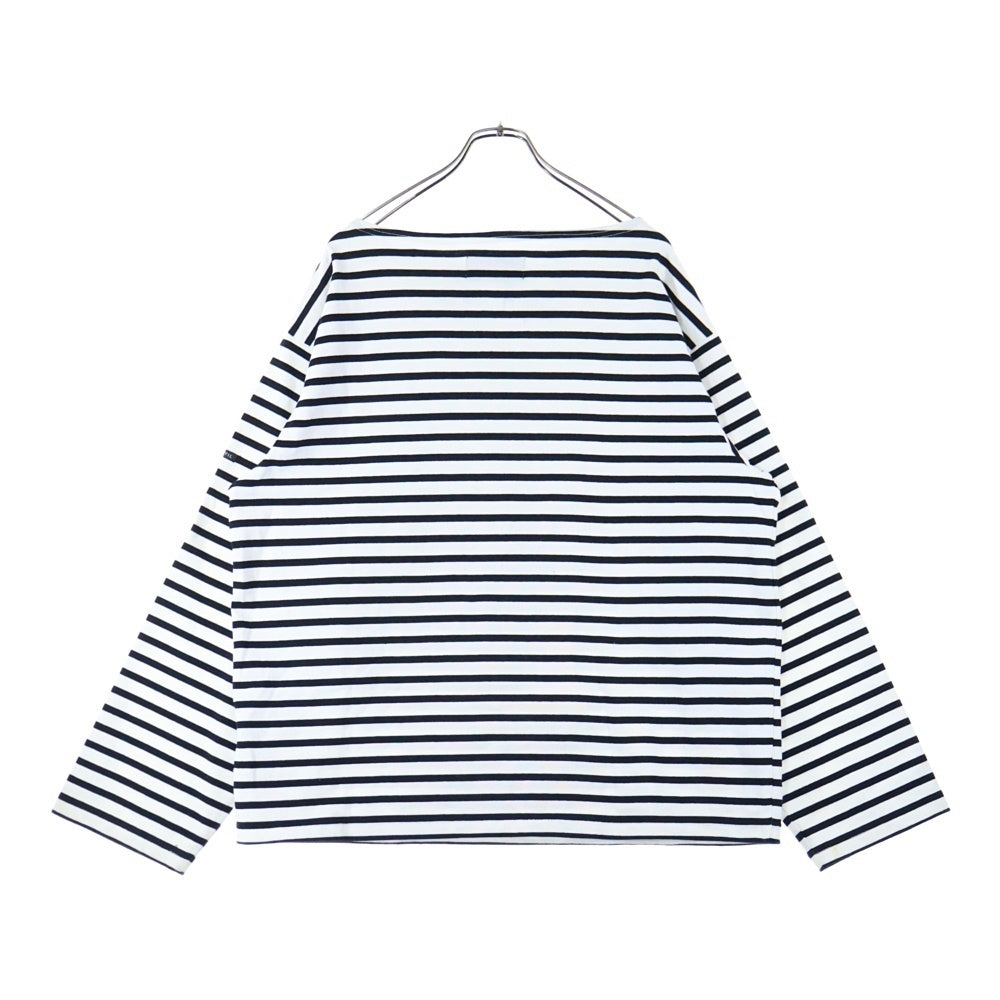 OUTIL(ウティ) ボーダー コットン 長袖Tシャツ カットソー バスクシャツ ブラック/ホワイト