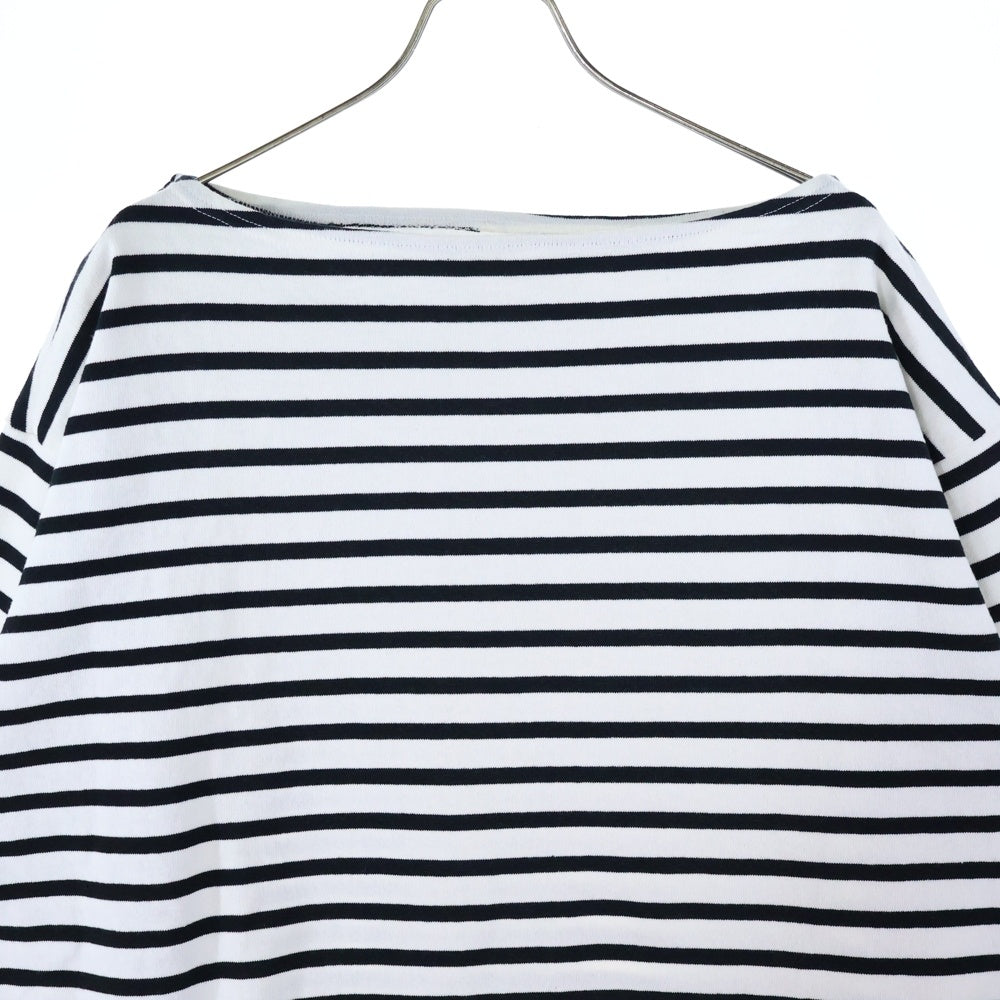 OUTIL(ウティ) ボーダー コットン 長袖Tシャツ カットソー バスクシャツ ブラック/ホワイト