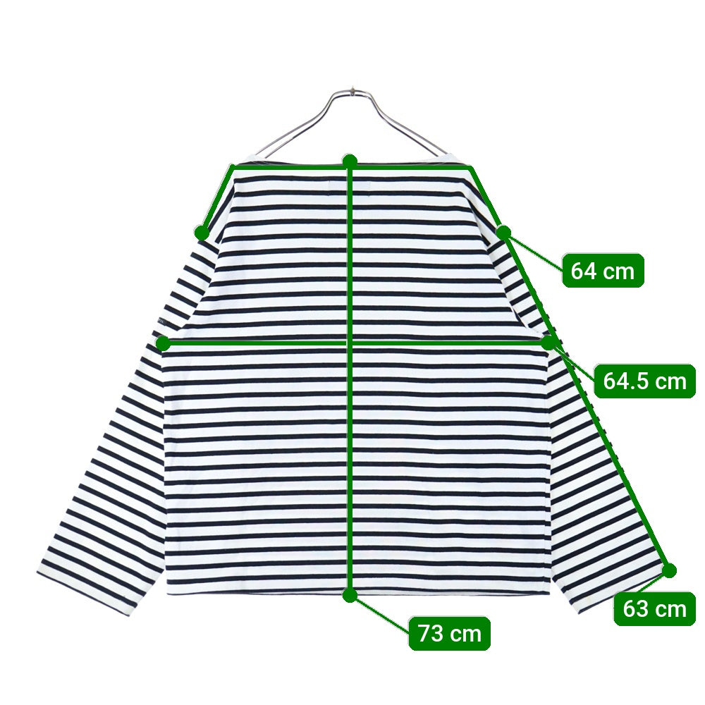 OUTIL(ウティ) ボーダー コットン 長袖Tシャツ カットソー バスクシャツ ブラック/ホワイト