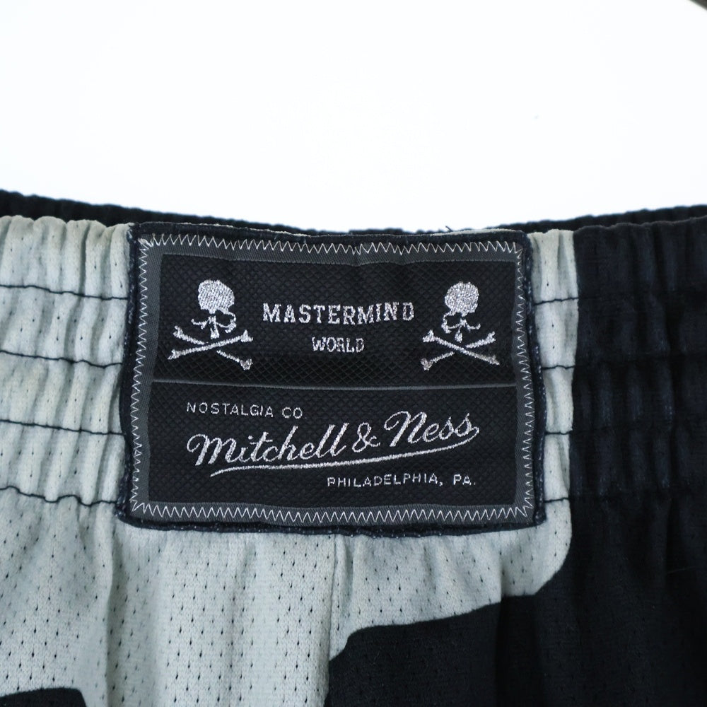 mastermind JAPAN(マスターマインドジャパン) ×Mastermind ミッチェルアンドネス スカルプリント メッシュ ハーフパンツ ブラック/ホワイト SHORMM20097-MNN