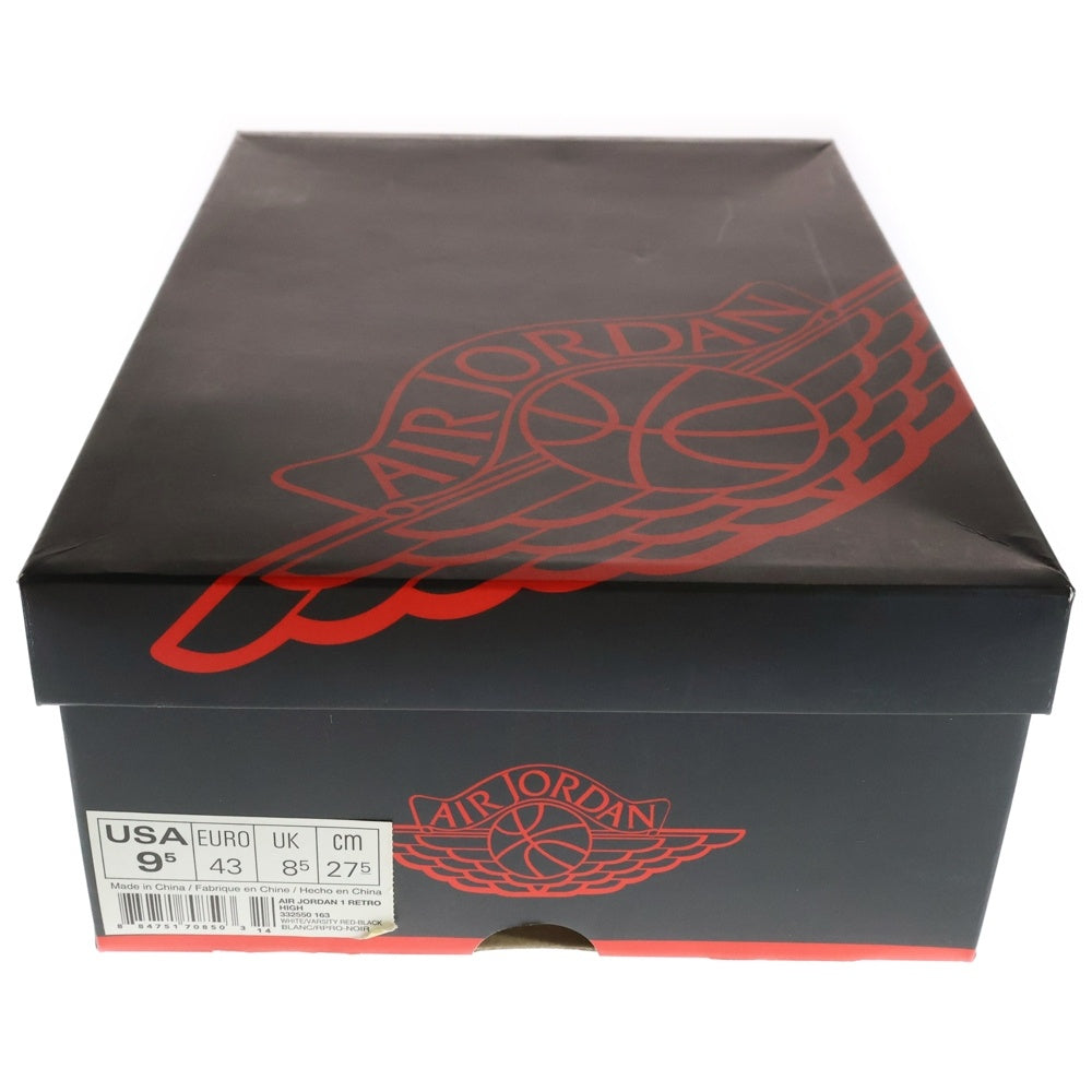 NIKE(ナイキ) 【観賞用2013年製】 AIR JORDAN 1 RETRO HIGH CHICAGO エアジョーダン1 レトロ シカゴ ハイカットスニーカー ホワイト/レッド US9.5/27.5cm 332550-163
