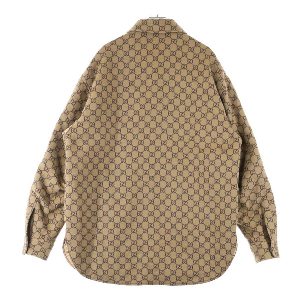 GUCCI(グッチ) 24SS GGウールフランネル パデッド オーバー長袖シャツ ブラウン 762183 ZAPDW