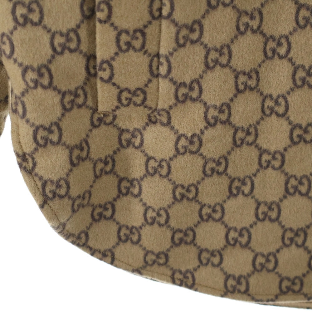 GUCCI(グッチ) 24SS GGウールフランネル パデッド オーバー長袖シャツ ブラウン 762183 ZAPDW