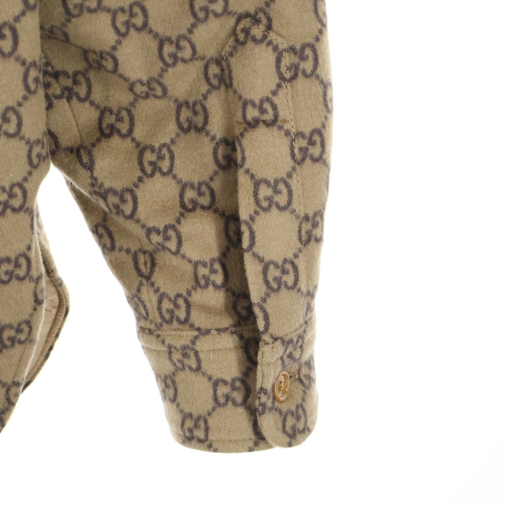 GUCCI(グッチ) 24SS GGウールフランネル パデッド オーバー長袖シャツ ブラウン 762183 ZAPDW