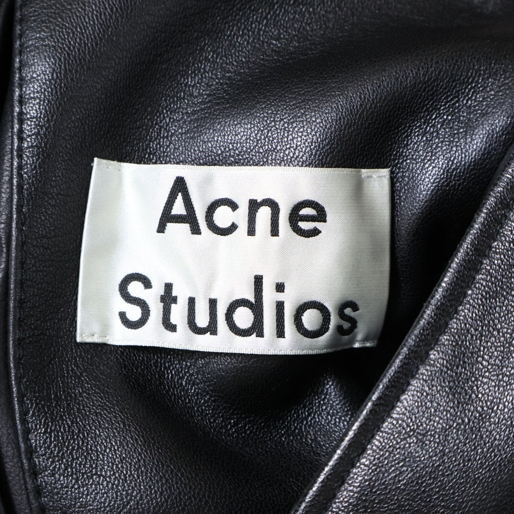 Acne Studios(アクネ ストゥディオズ) Nate Clean Leather Jacket ラムレザー ダブルライダースジャケット ブラック 2AJ173