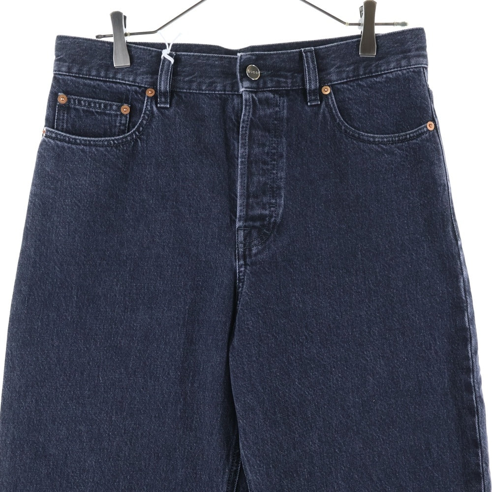 GUCCI(グッチ) 25SS ラベル ストレート デニムパンツ ブラック 786815 XDC87 レディース