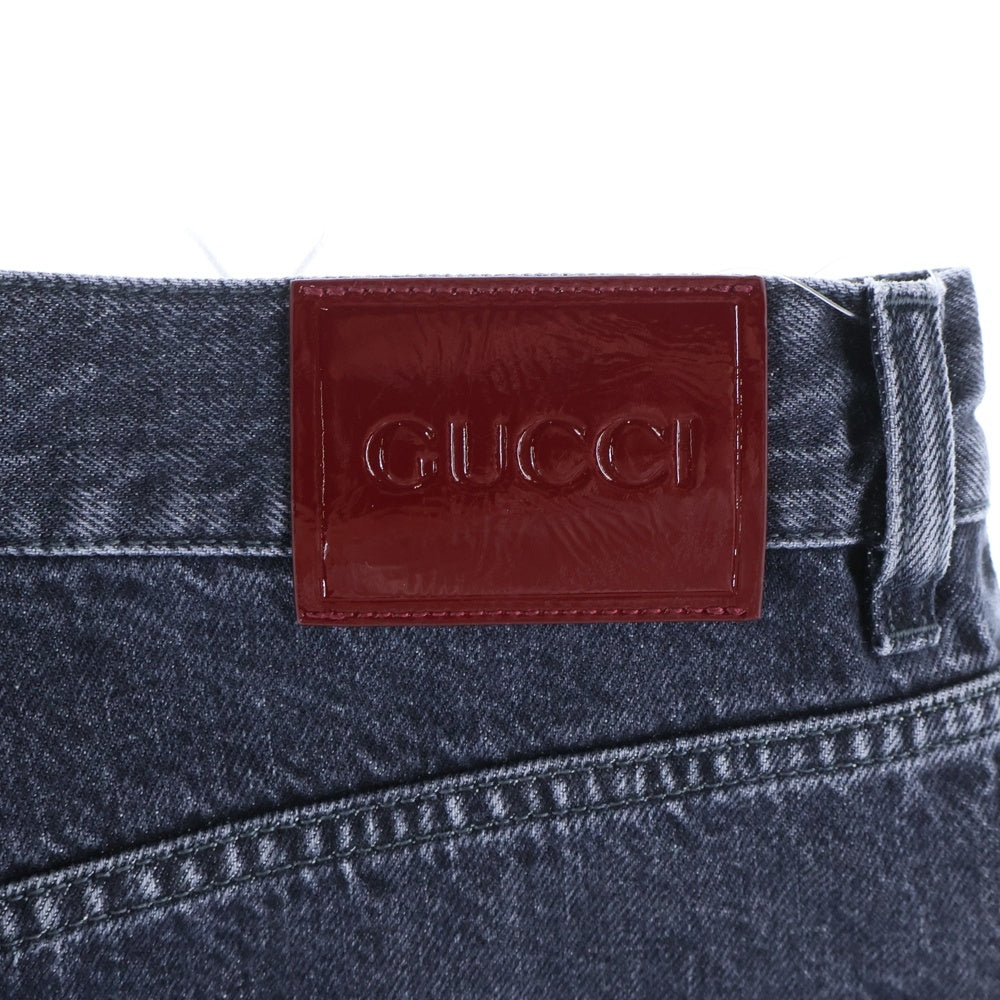 GUCCI(グッチ) 25SS ラベル ストレート デニムパンツ ブラック 786815 XDC87 レディース