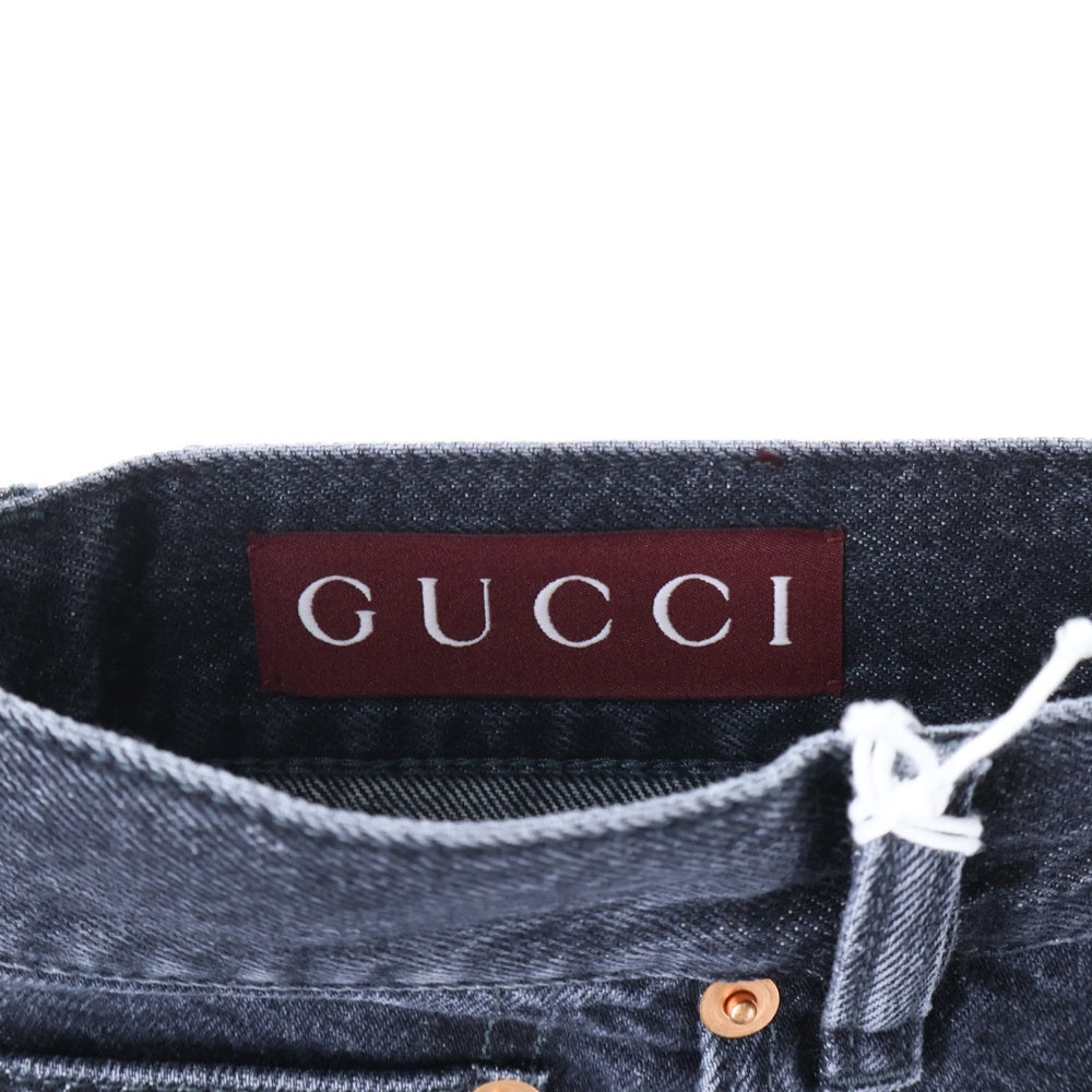 GUCCI(グッチ) 25SS ラベル ストレート デニムパンツ ブラック 786815 XDC87 レディース