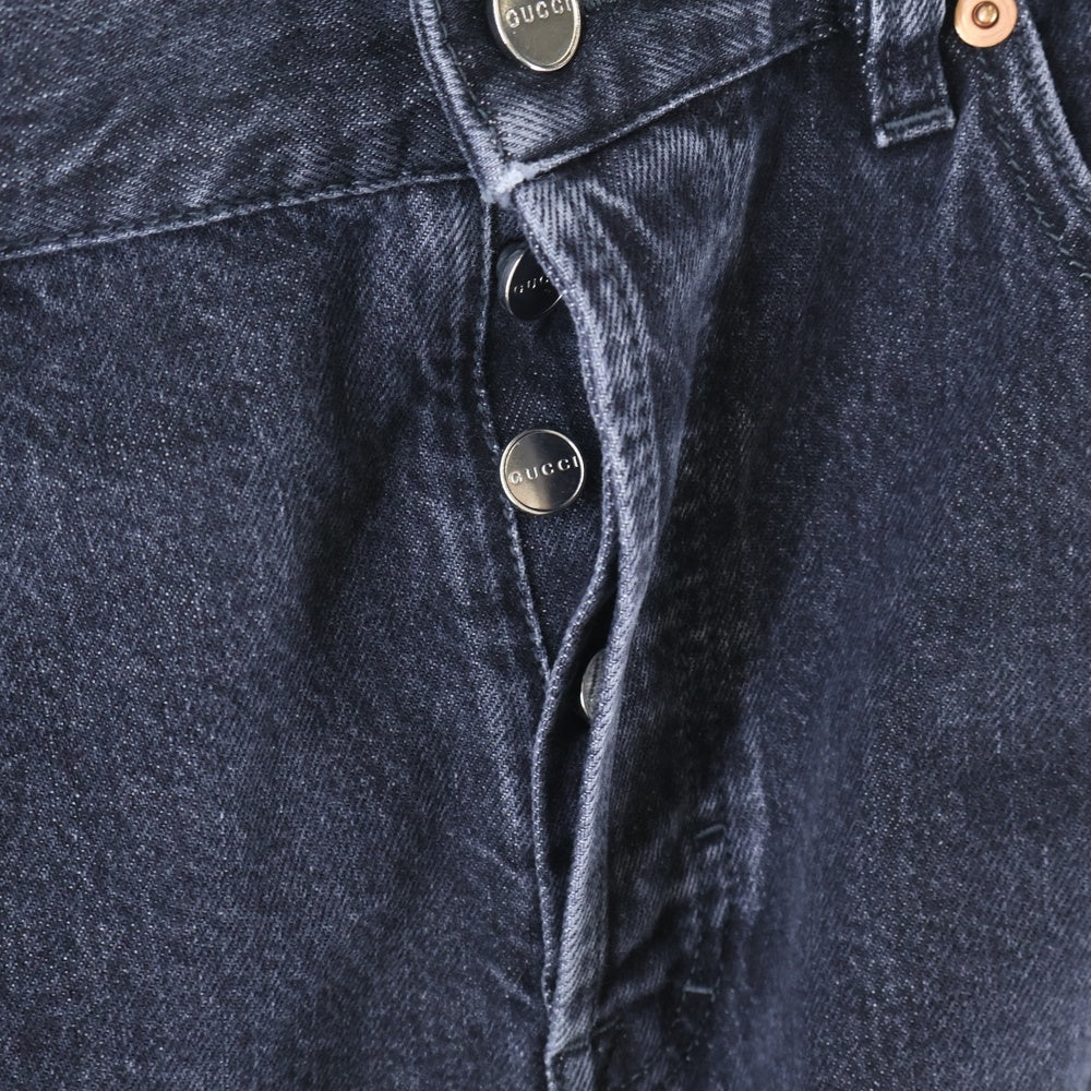 GUCCI(グッチ) 25SS ラベル ストレート デニムパンツ ブラック 786815 XDC87 レディース