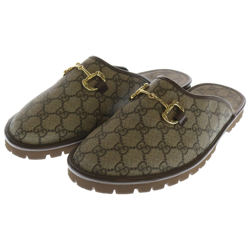 GUCCI(グッチ) GGスプリーム ホースビット サンダル ミュール ブラウン 655571