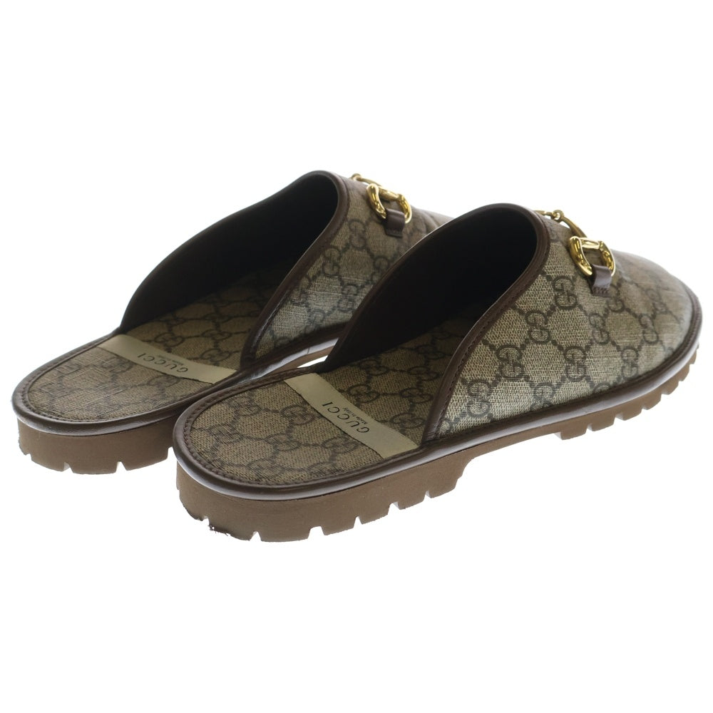GUCCI(グッチ) GGスプリーム ホースビット サンダル ミュール ブラウン 655571