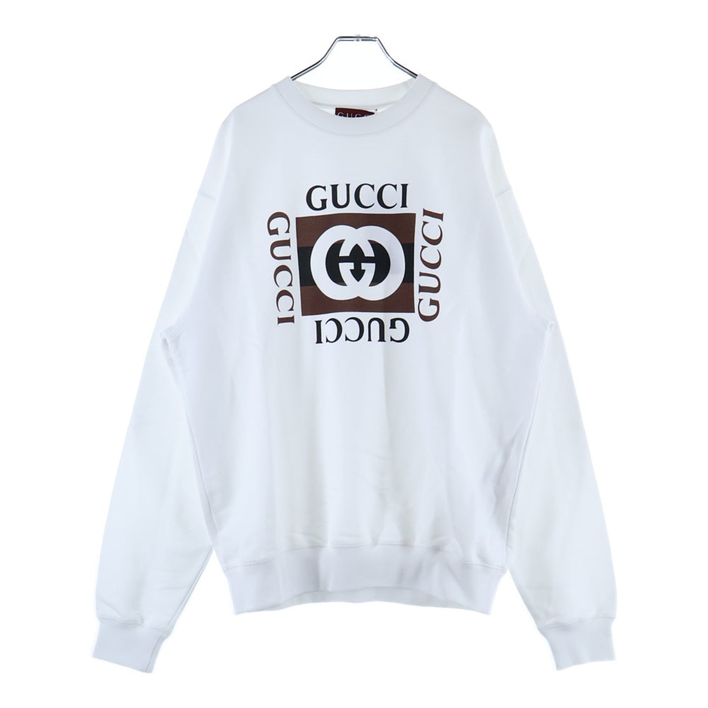 GUCCI(グッチ) GGロゴプリント クルーネック スウェット トレーナー ホワイト 784413 XJGMB