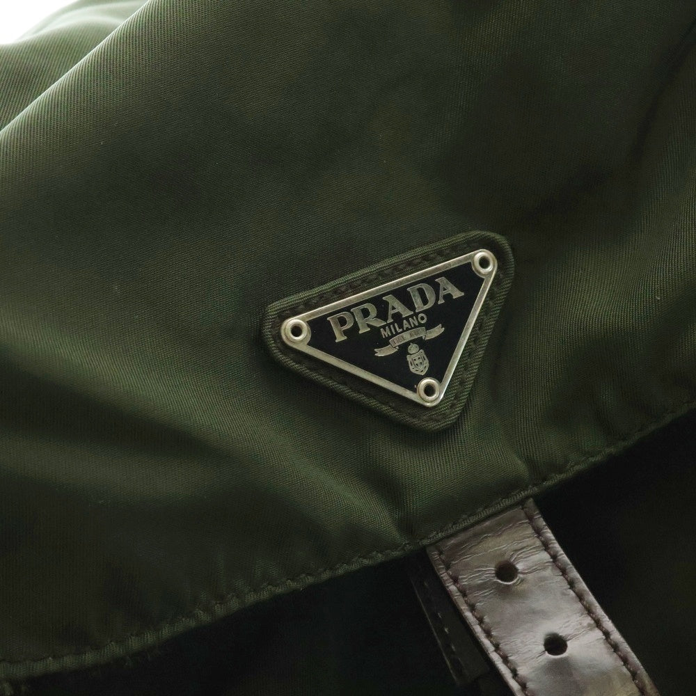 PRADA(プラダ) マルチポケット ナイロン バックパック リュック カーキ トライアングルロゴ 13759