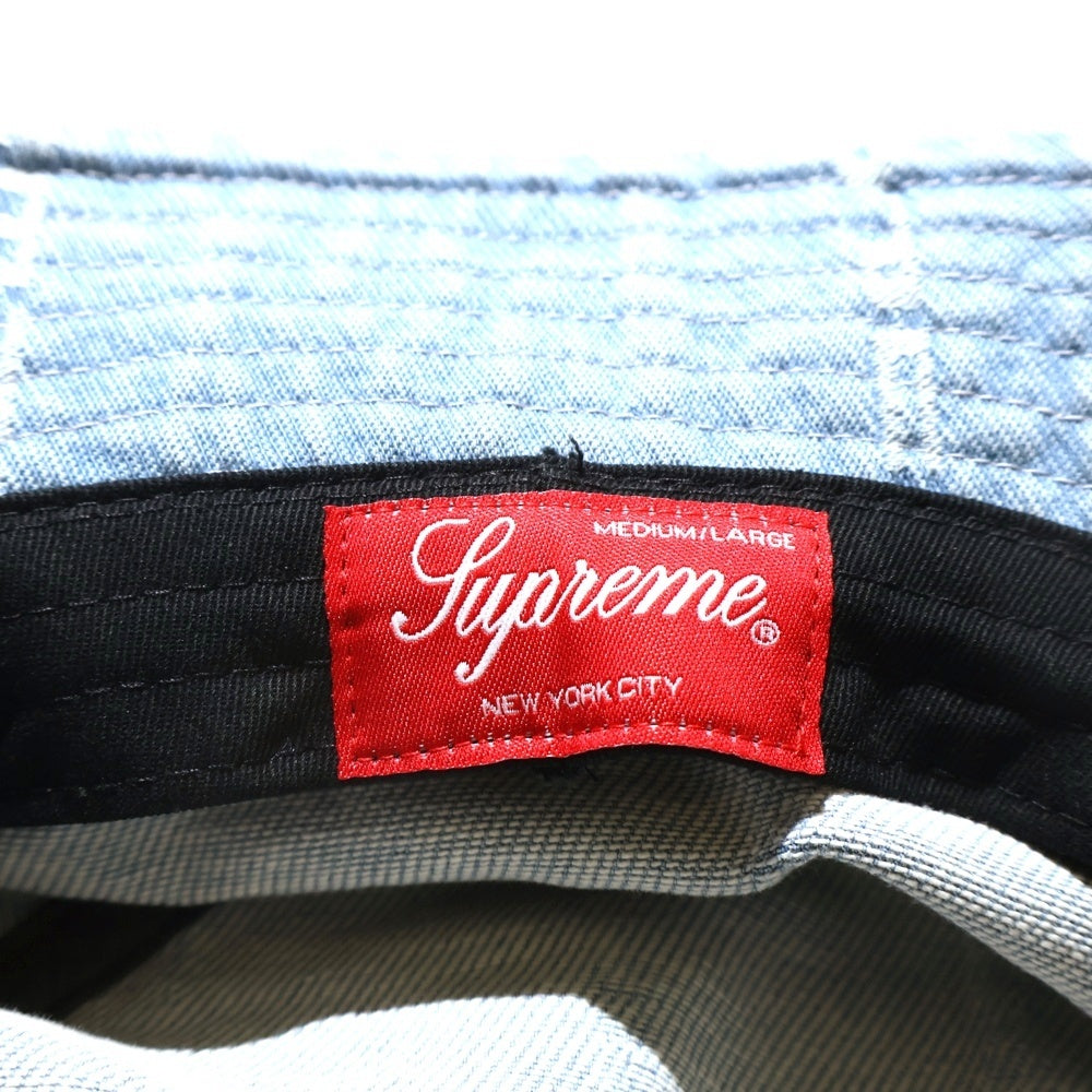 SUPREME(シュプリーム) 20AW Logo Stripe Jacquard Denim Crusher ストライプ ジャガードロゴ デニム クラッシャーハット 帽子 ブルー