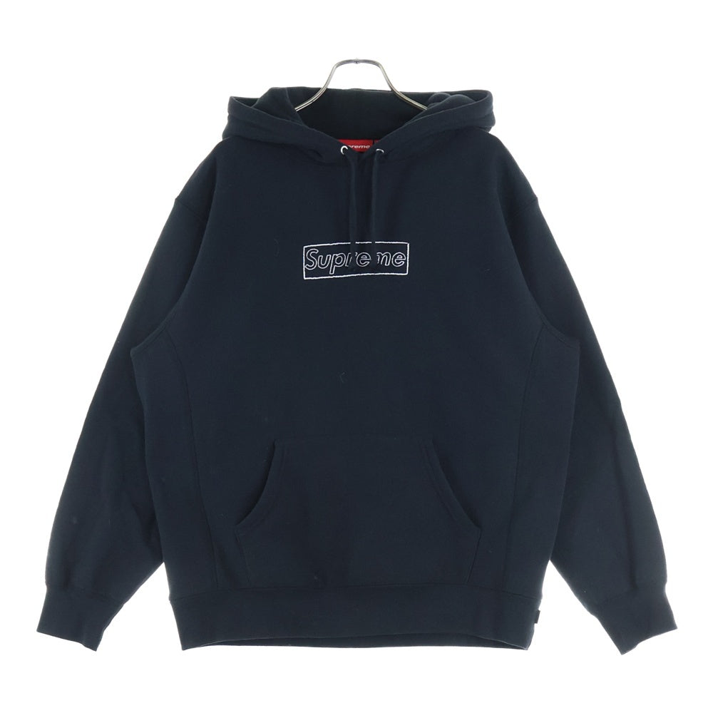 SUPREME(シュプリーム) 21SS KAWS Chalk Box Logo Hooded Sweatshirt カウズ チョークボックスロゴプルオーバーパーカー ブラック/ホワイト