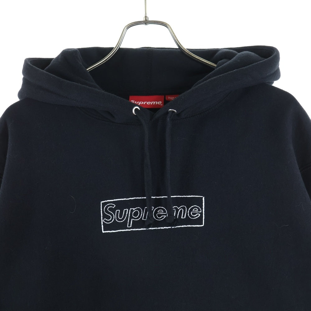 SUPREME(シュプリーム) 21SS KAWS Chalk Box Logo Hooded Sweatshirt カウズ チョークボックスロゴプルオーバーパーカー ブラック/ホワイト