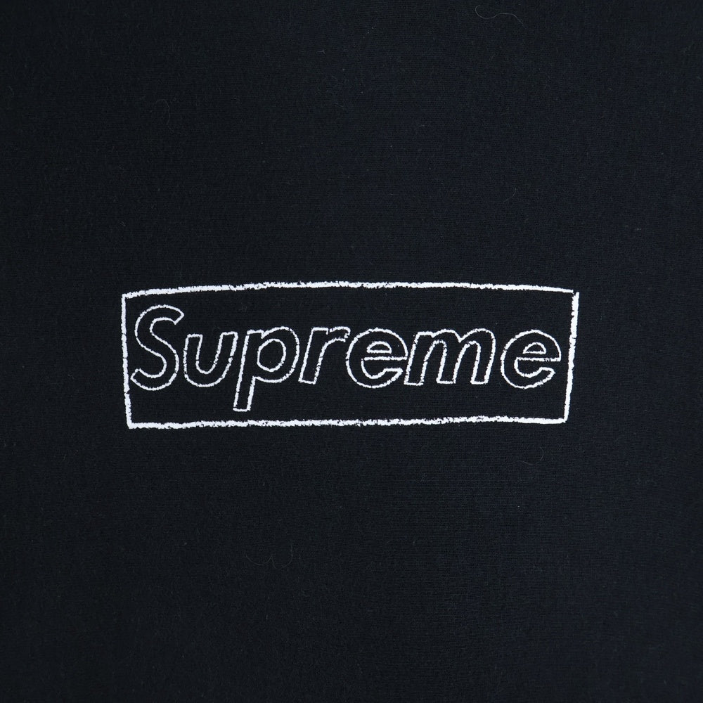 SUPREME(シュプリーム) 21SS KAWS Chalk Box Logo Hooded Sweatshirt カウズ チョークボックスロゴプルオーバーパーカー ブラック/ホワイト