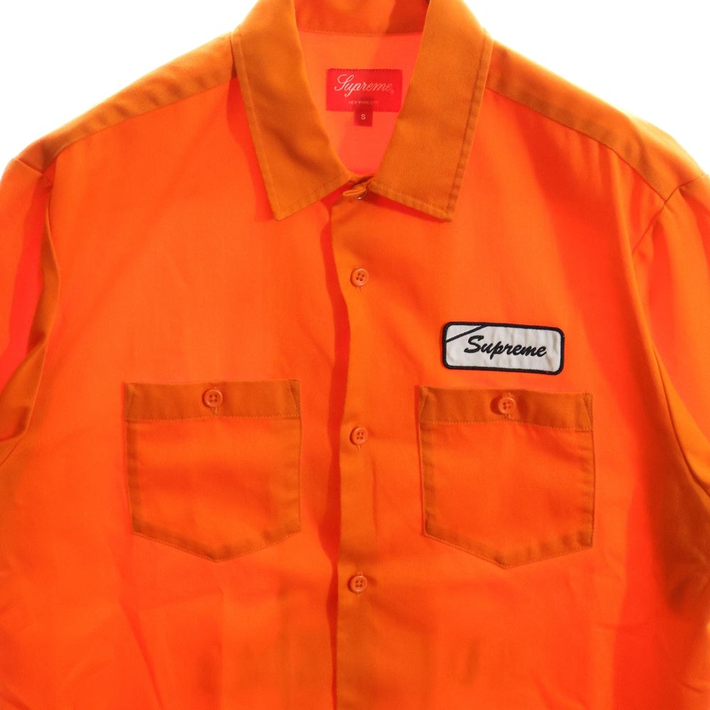 SUPREME(シュプリーム) 21SS Dog S/S Work Shirt バックドッグプリント コットンポリ ワーク半袖シャツ オレンジ