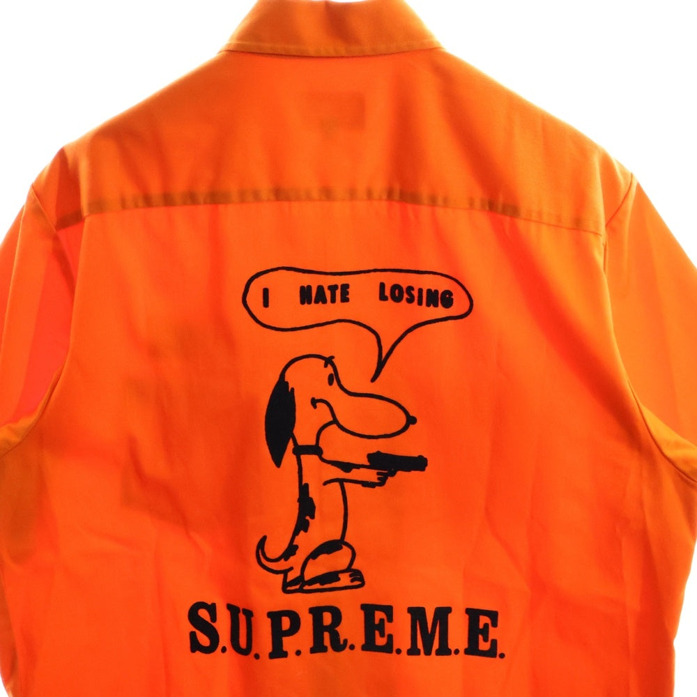SUPREME(シュプリーム) 21SS Dog S/S Work Shirt バックドッグプリント コットンポリ ワーク半袖シャツ オレンジ