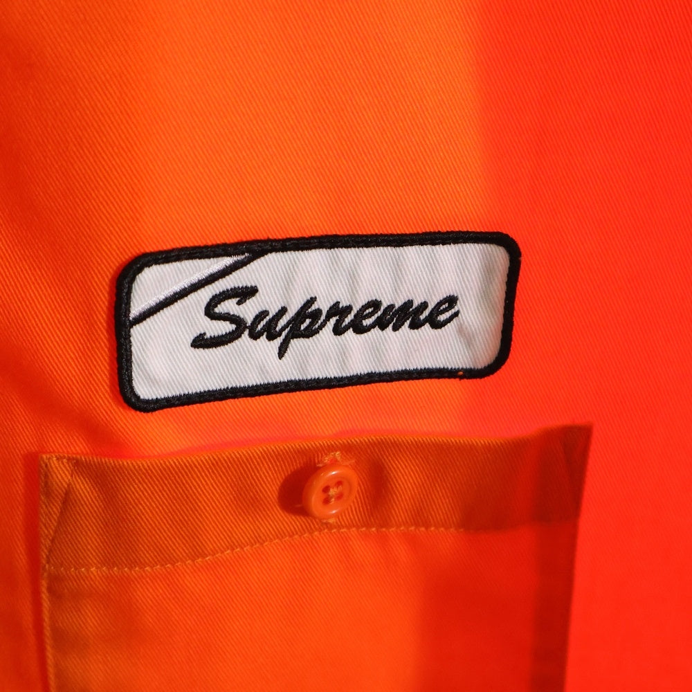 SUPREME(シュプリーム) 21SS Dog S/S Work Shirt バックドッグプリント コットンポリ ワーク半袖シャツ オレンジ