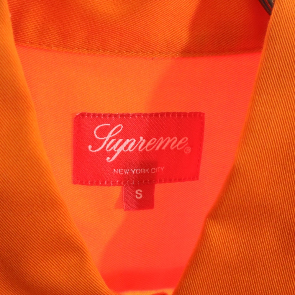 SUPREME(シュプリーム) 21SS Dog S/S Work Shirt バックドッグプリント コットンポリ ワーク半袖シャツ オレンジ