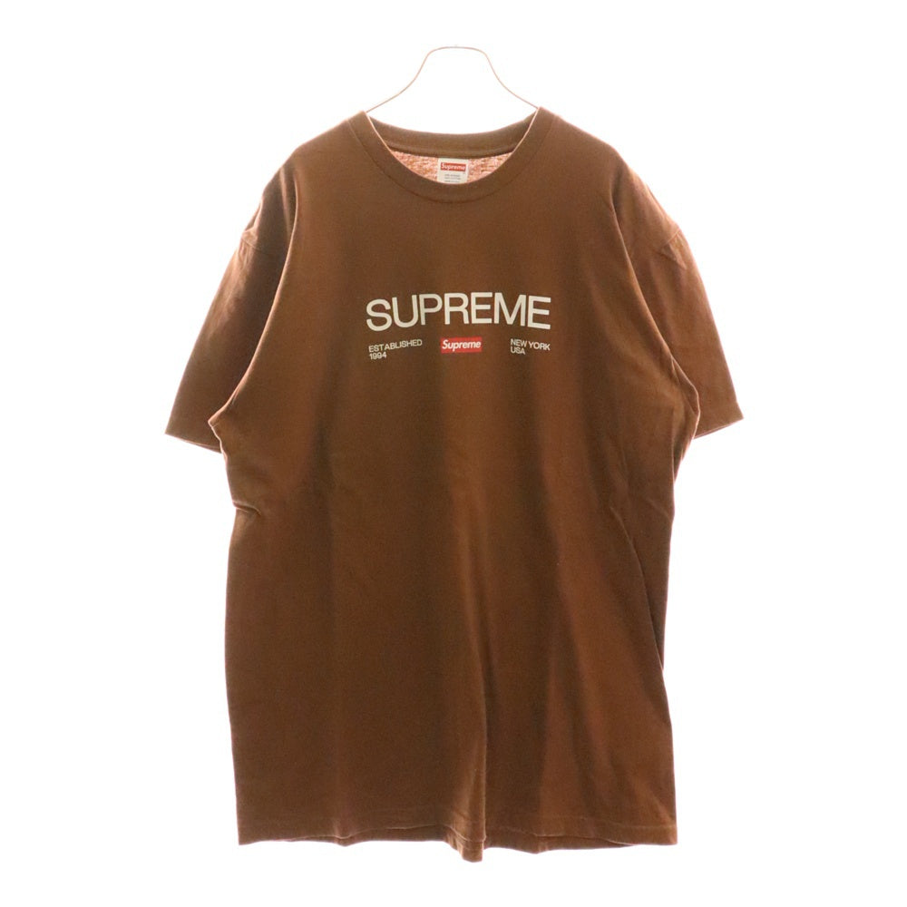 SUPREME(シュプリーム) 21AW Est.1994 Tee イースト1994 ロゴプリント 半袖Tシャツ カットソー ブラウン